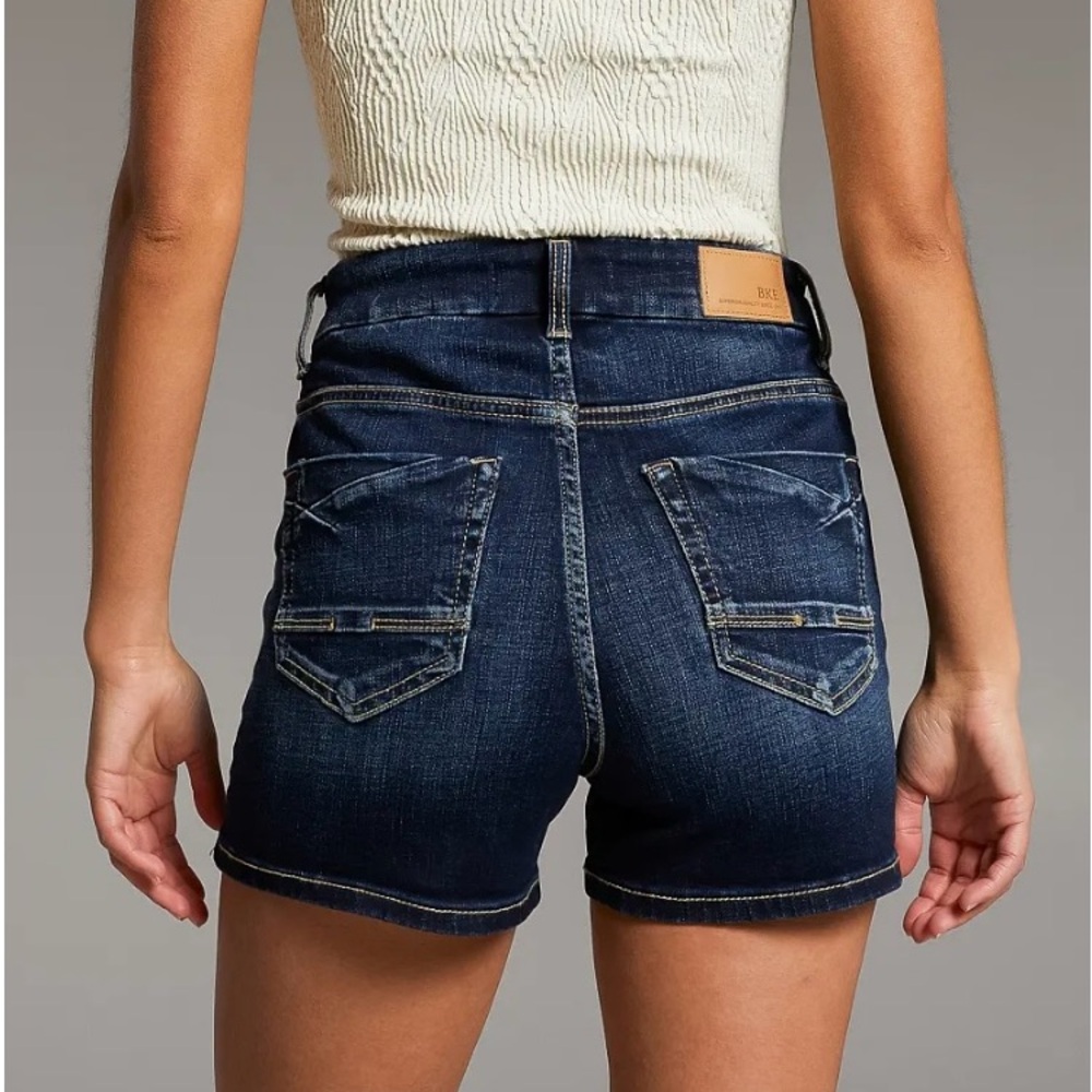 BKE Parker High Rise Blue Jean Shorts with Fitted Silhouette and Stretch - Picture 4 of 17